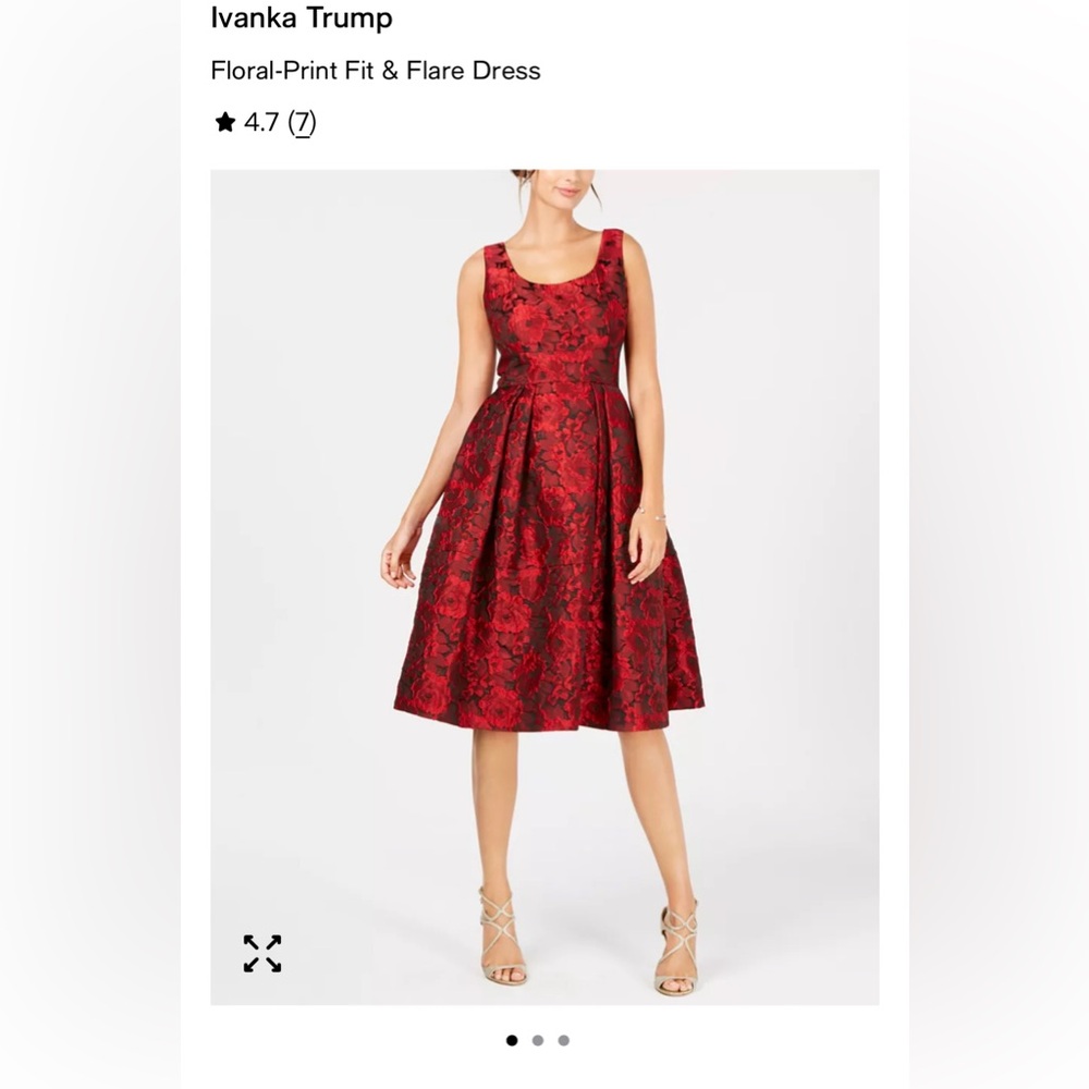 NWT Ivanka Trump Red Floral Fit and Flare Formal Dress